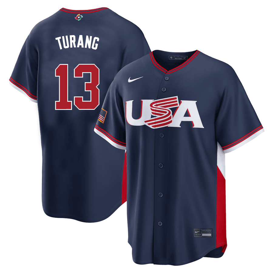 13 Brice Turang Usa 2026 World Baseball Classic Baseball Jersey Team Usa Wbc 2026 Merch Navy