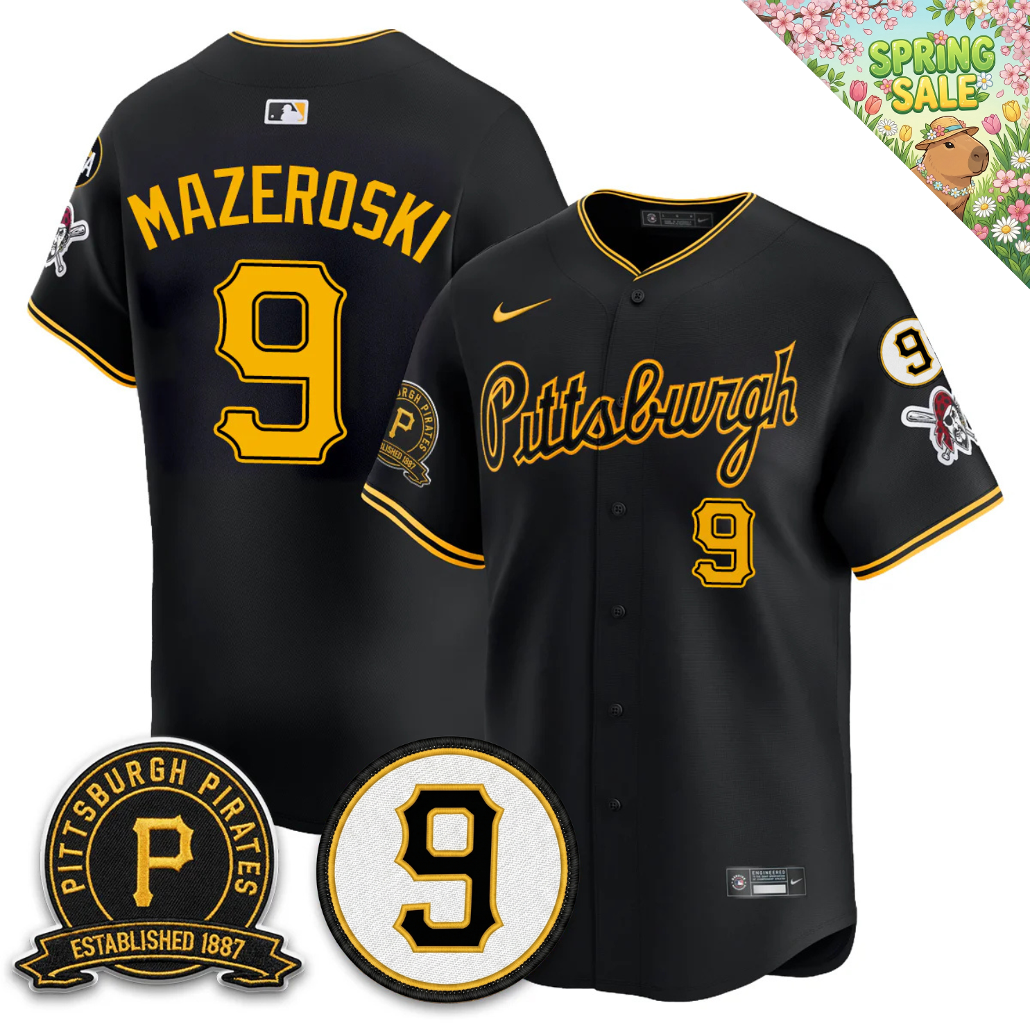 PIT Memories Vapor Limited Jersey - Bill Mazeroski & EST 1887 Patch - Stitched