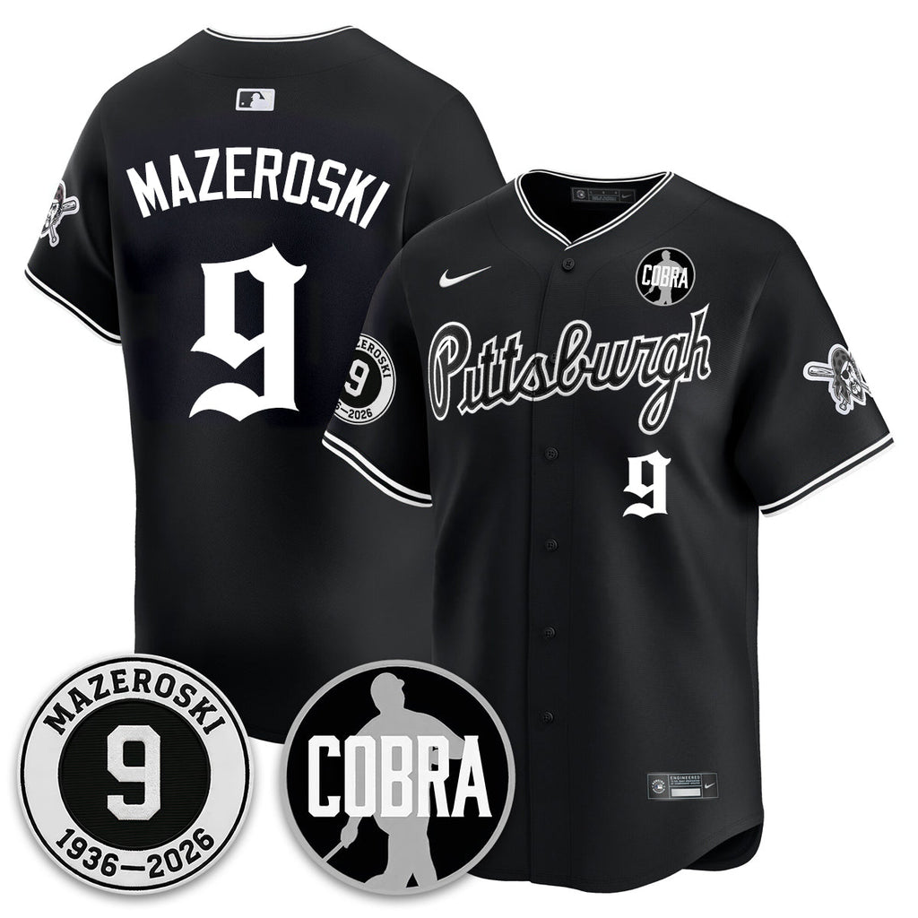 PIT Memories Vapor Limited Gothic Jersey - Bill Mazeroski Patch - Stitched