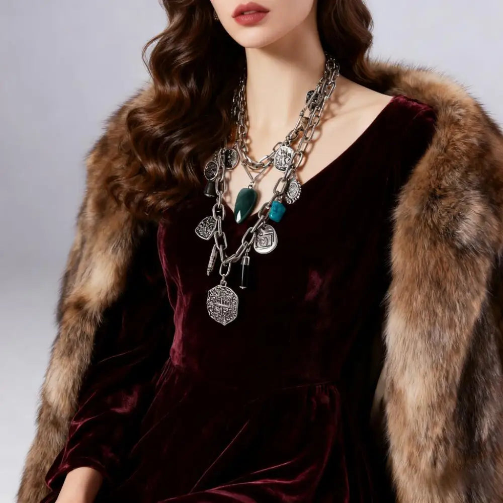 Unique Irregular Shape Pendants And Multi-Layered Designs In European And American Style Necklaces For Women's Banquets Travel