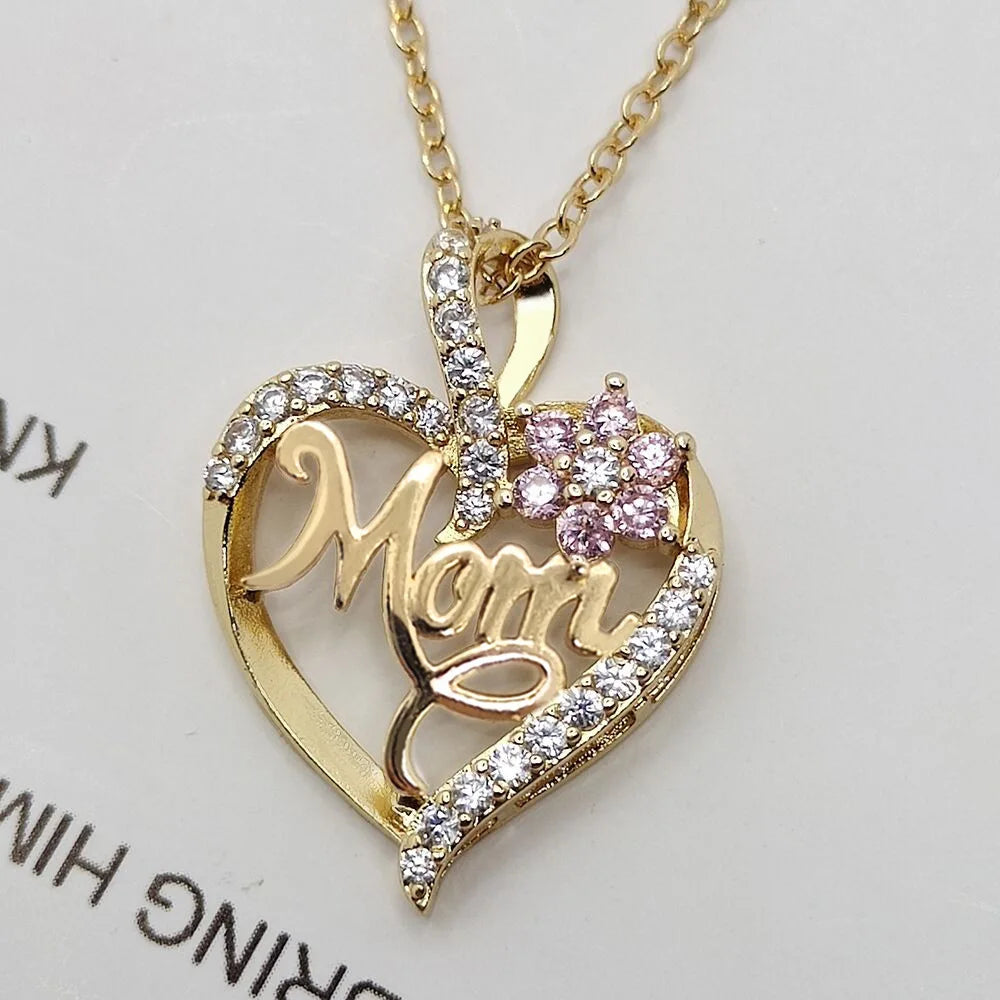 Best Selling Mom Heart Necklace, Rhinestone Heart Pendant, Perfect Mother's Day Gift & Light Luxury Clavicle Chain