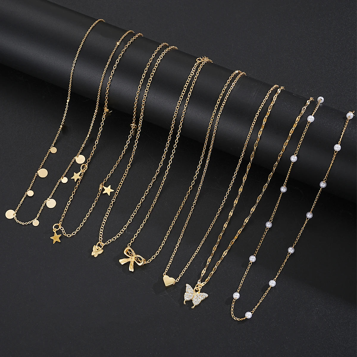 17pcs Fashion Minimalist Jewelry Set For Women Vintage Twist Snake Bone Heart Butterfly Star Pendant Necklace Bracelet Sets Gift