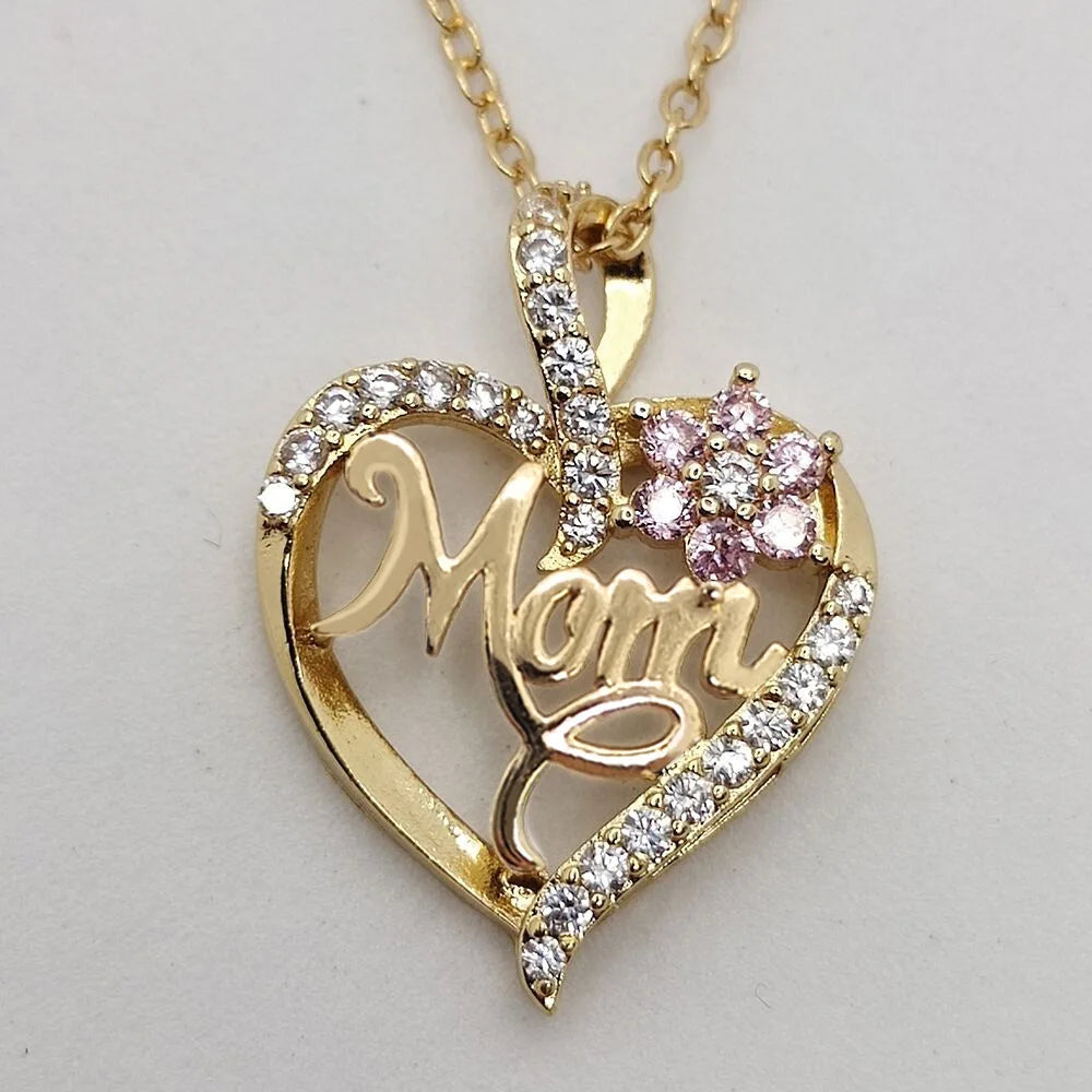Best Selling Mom Heart Necklace, Rhinestone Heart Pendant, Perfect Mother's Day Gift & Light Luxury Clavicle Chain