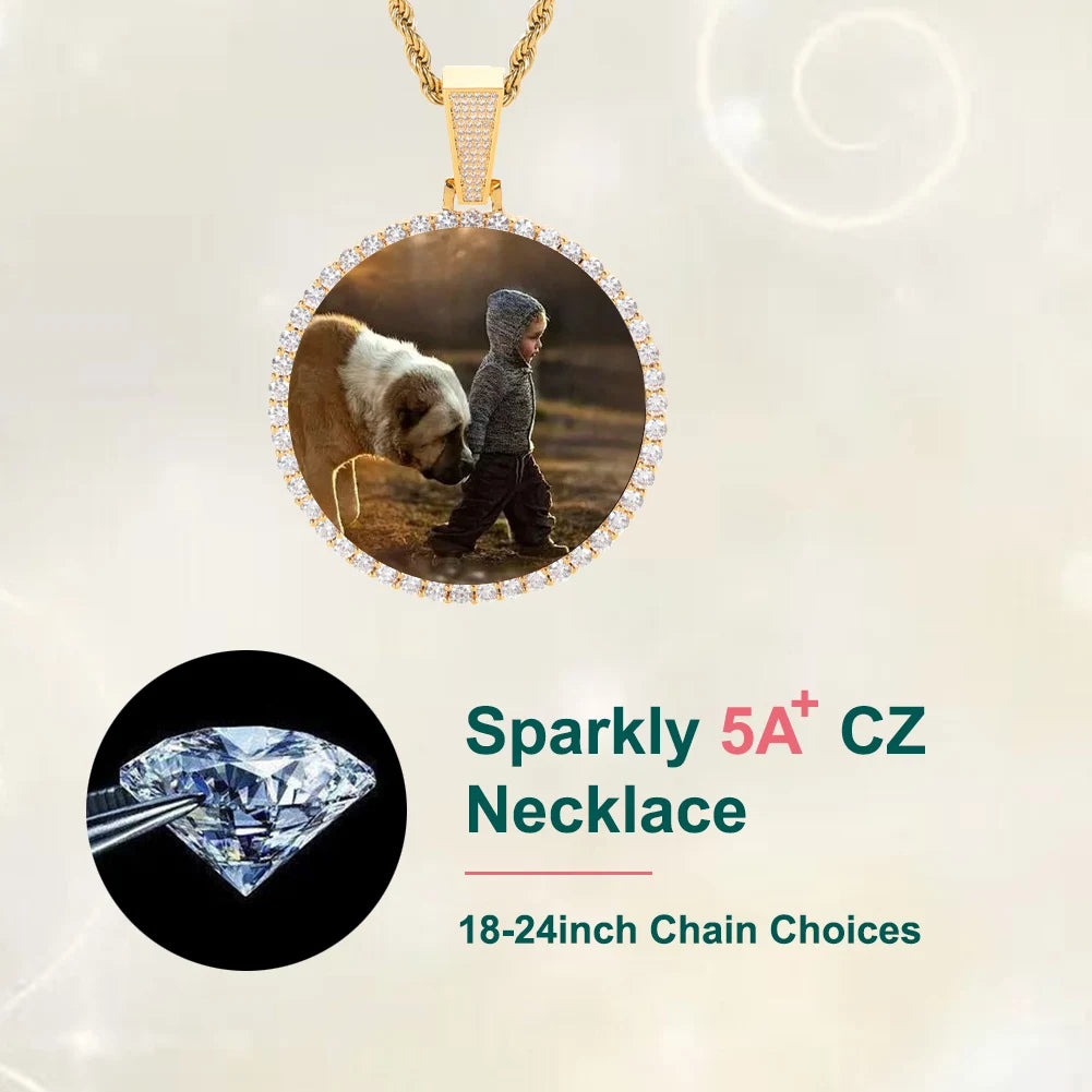 Custom Made Big Photo Medallions 18k Gold Necklace Pendant Iced Out Cuban Men Hip Hop Picture Jewelry Gift Can Free Custom Logo