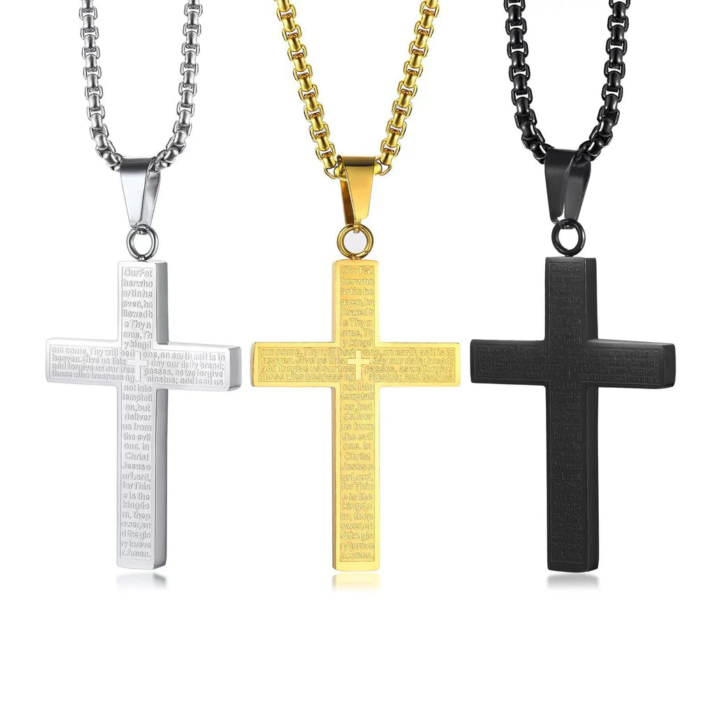 Best Selling Bible Verse Cross Necklace, Titanium Steel Men's Pendant, Religious Faith Accessory & Gift
