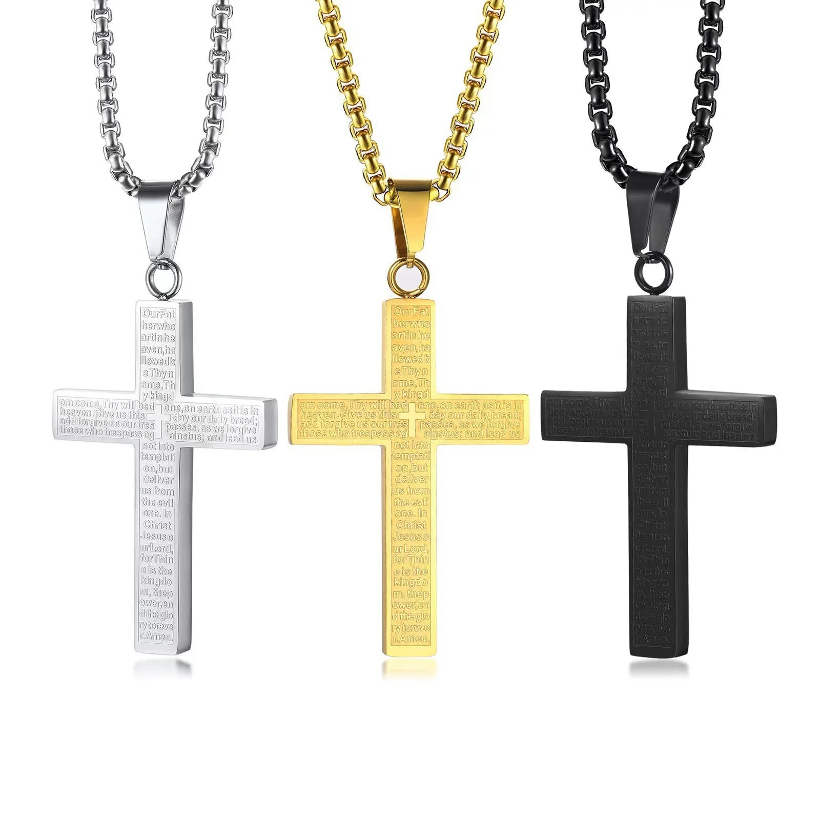 Best Selling Bible Verse Cross Necklace, Titanium Steel Men's Pendant, Religious Faith Accessory & Gift