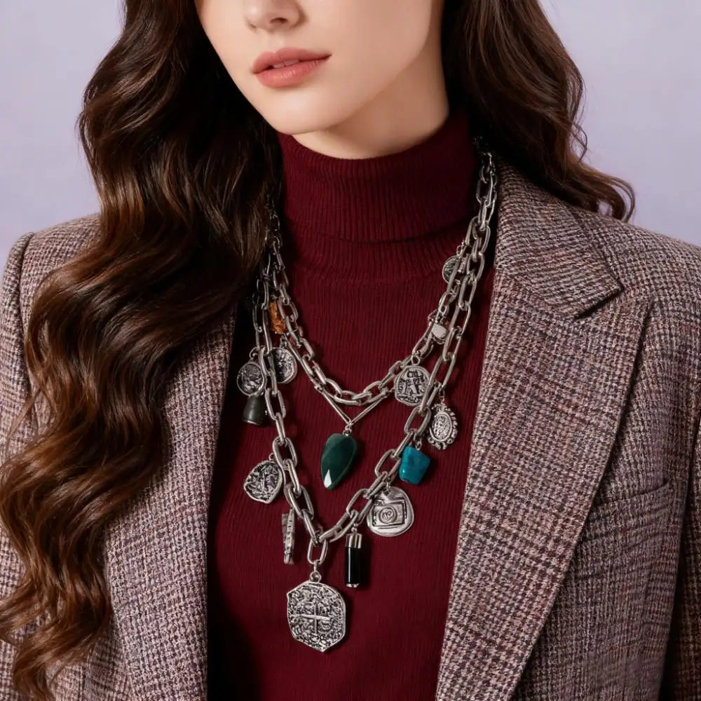 Unique Irregular Shape Pendants And Multi-Layered Designs In European And American Style Necklaces For Women's Banquets Travel