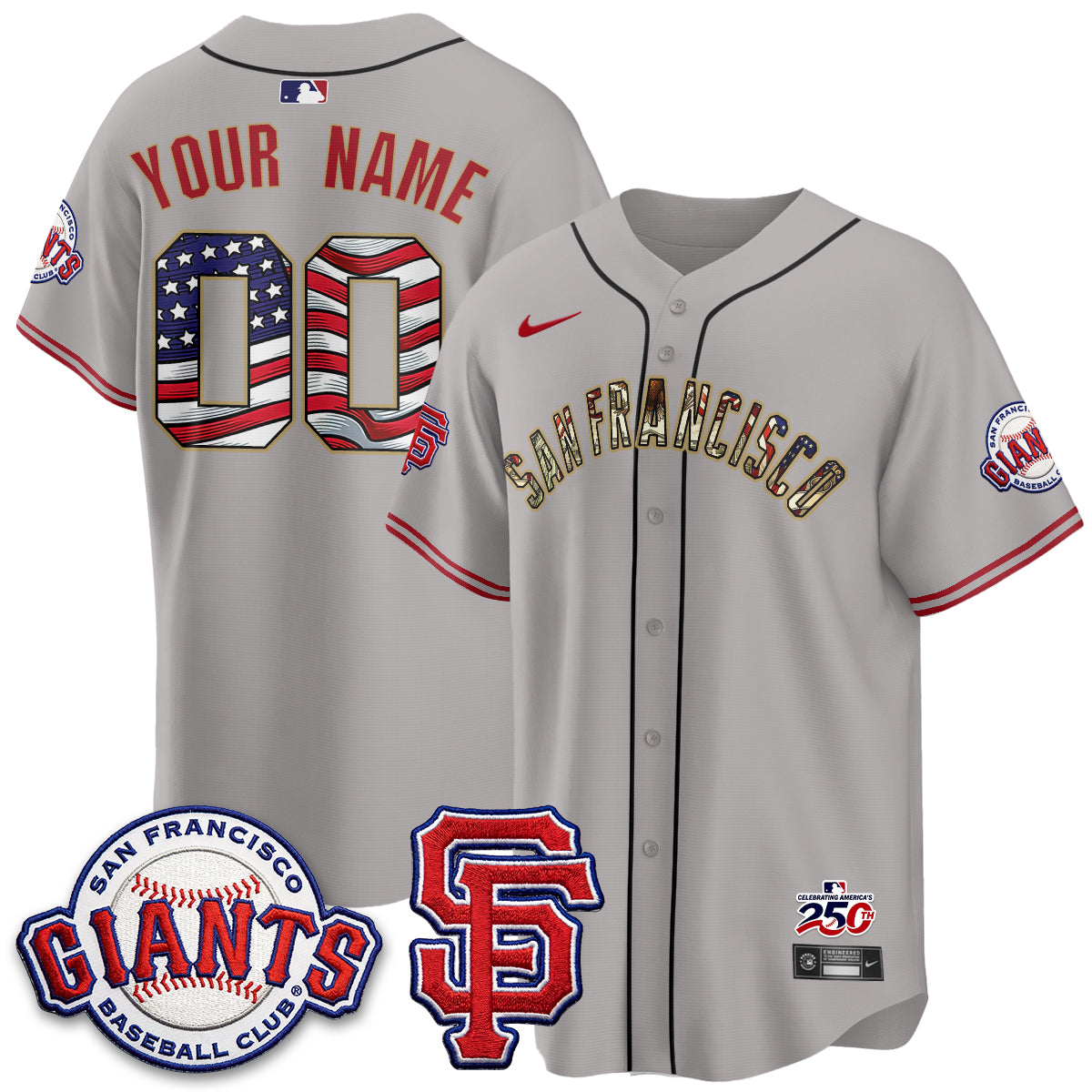 San Francisco Giants2026 Independence Day USA Custom Jersey - Stitched