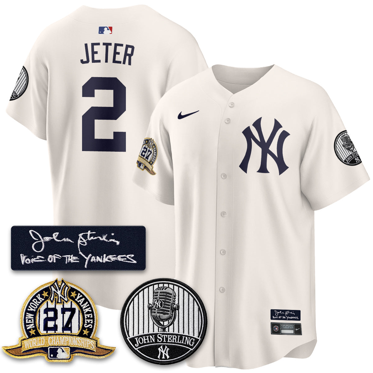 NYY John Sterling Tribute Patch Limited Gold Jersey - Stitched
