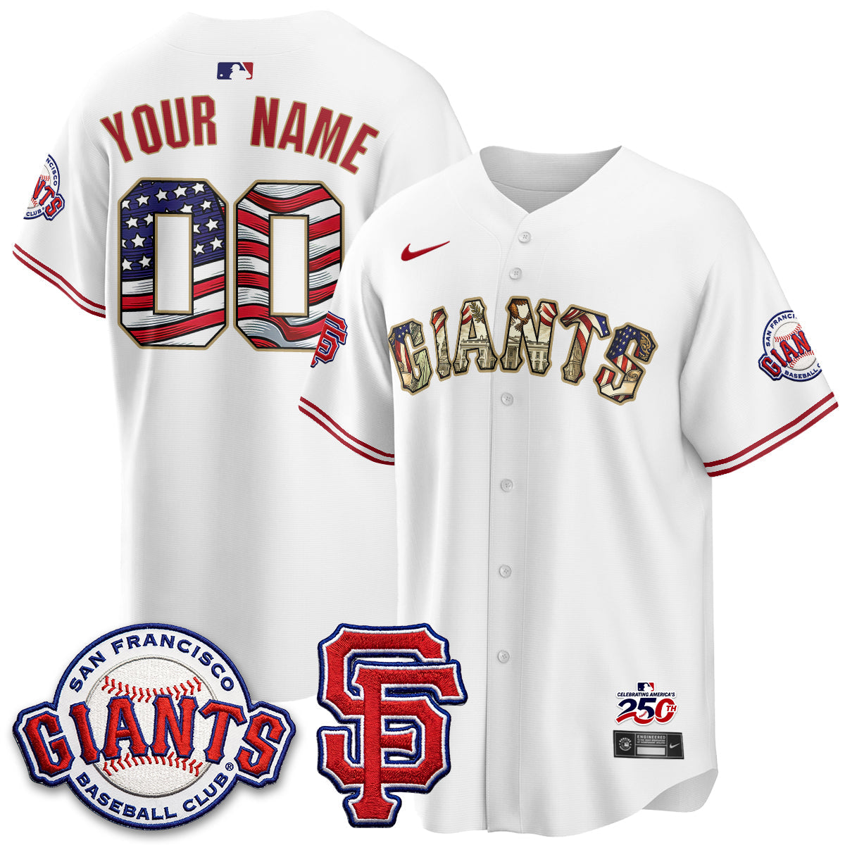 San Francisco Giants2026 Independence Day USA Custom Jersey - Stitched