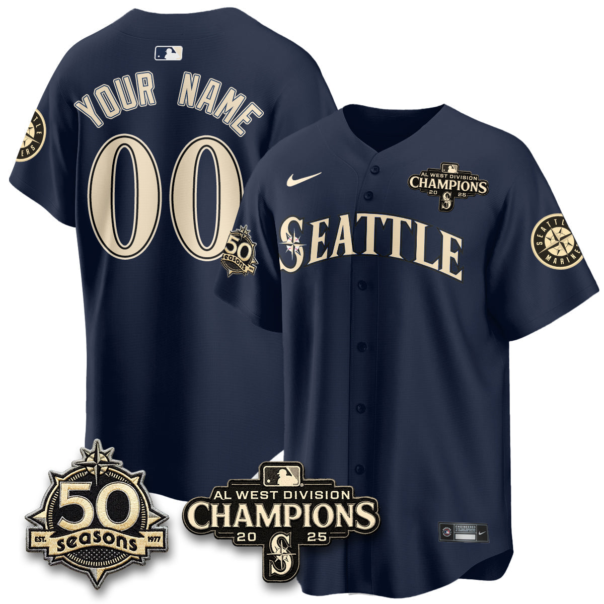 SEA Vapor Premier Custom Limited Jersey - 50th Anniversary & AL West Division Champions - Steelheads Community Funds - Stitched