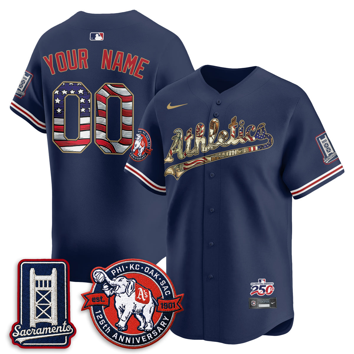 OAK  2026 Independence Day USA Vapor Custom Jersey - Stitched
