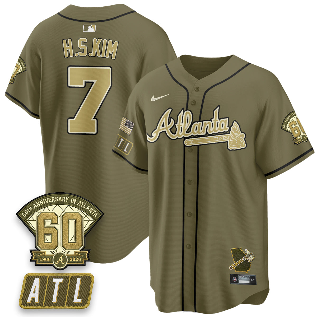 ATL New Era Olive 2026 Armed Forces Day Vapor Limited Jersey - Stitched