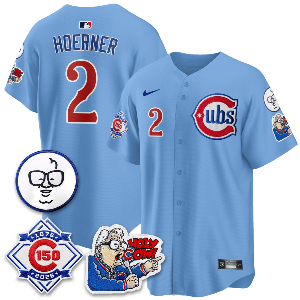 CHC 150th Anniversary Harry Caray Holy Cow Limited Navy Jersey - Stitched V2