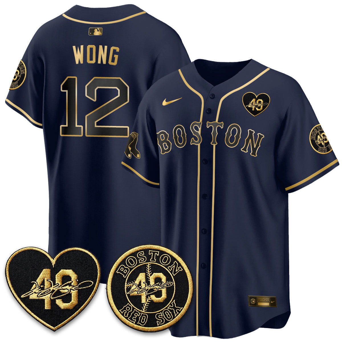 BOS Tim Wakefield Memorial Patch Vaper Premier Limited Gold Edition Jersey - Stitched