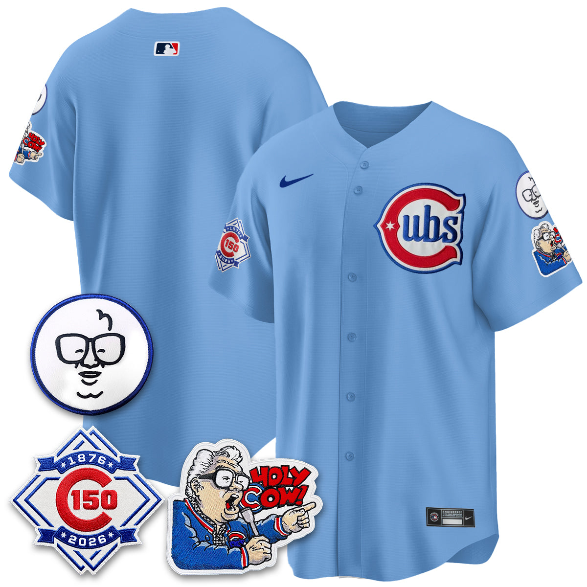 CHC 150th Anniversary Harry Caray Holy Cow Limited Navy Jersey - Stitched V2