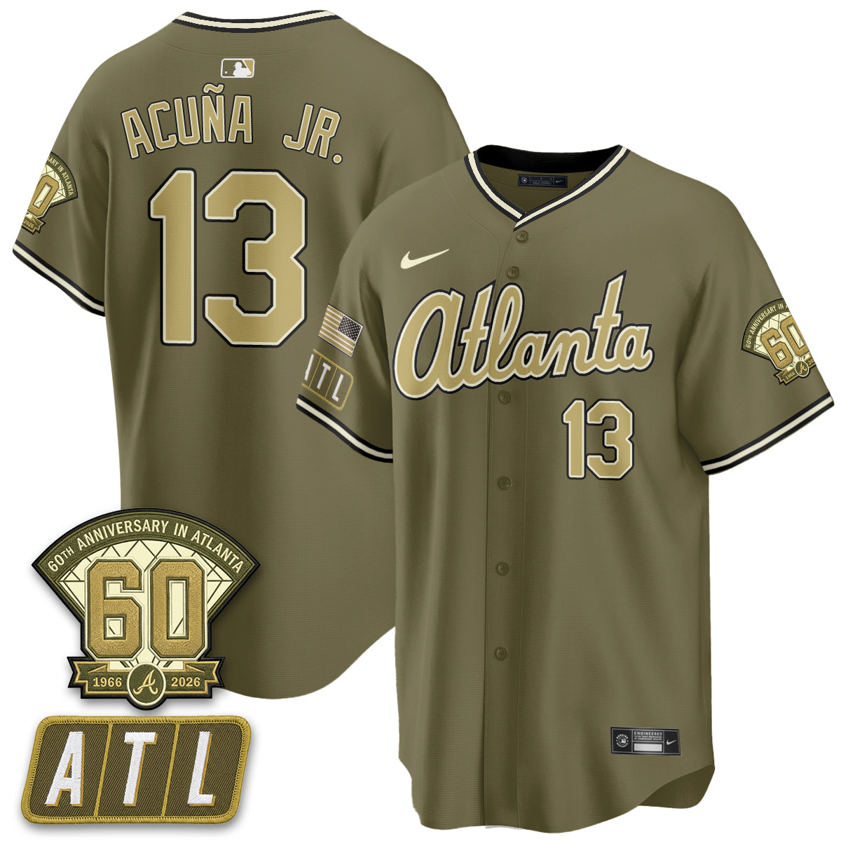 ATL New Era Olive 2026 Armed Forces Day Vapor Limited Jersey - Stitched