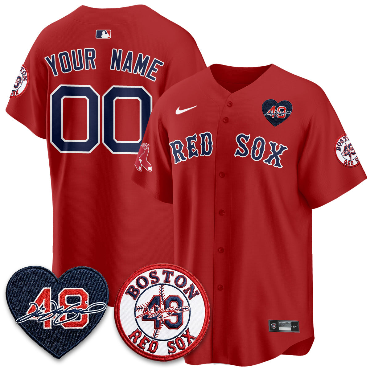 BOS Tim Wakefield Memorial Patch Vaper Premier Limited Custom Jersey - Stitched