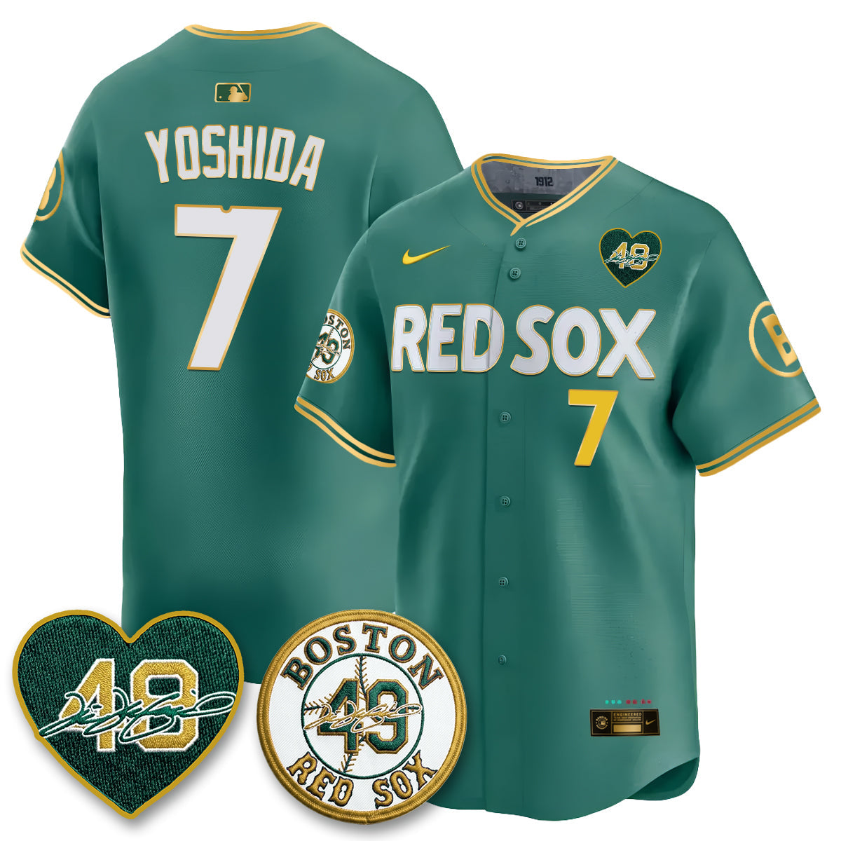 BOS Tim Wakefield Memorial Patch Vaper Premier Limited Gold Edition Jersey - Stitched