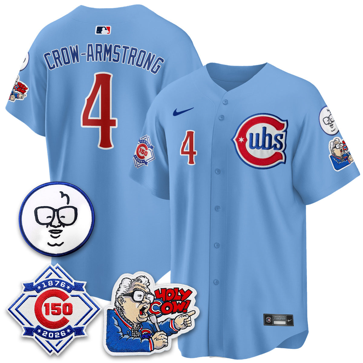 CHC 150th Anniversary Harry Caray Holy Cow Limited Navy Jersey - Stitched V2