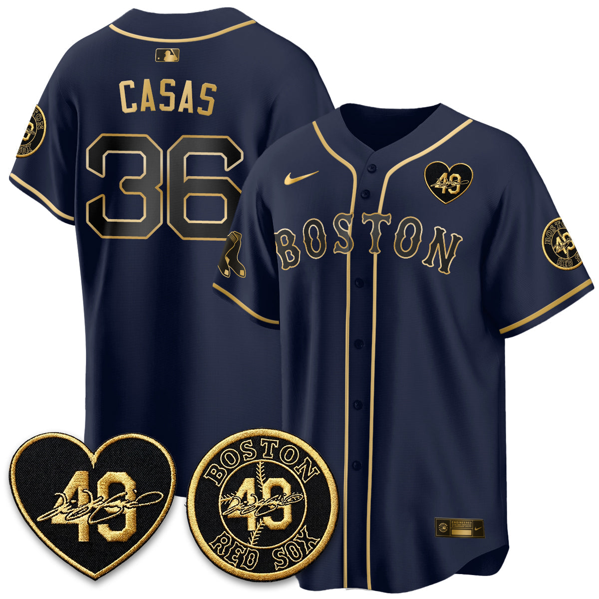 BOS Tim Wakefield Memorial Patch Vaper Premier Limited Gold Edition Jersey - Stitched
