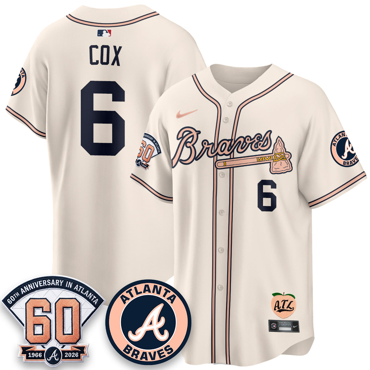 ATL 60th Anniversary Peach Edition Vapor Premier Limited Jersey - Stitched (28)