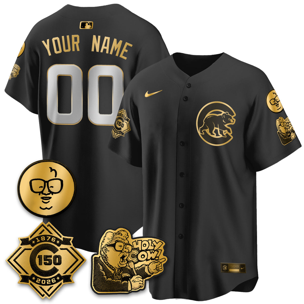 CHC 150th Anniversary Harry Caray Holy Cow Vapor Premier Limited Custom Jersey - Stitched V3