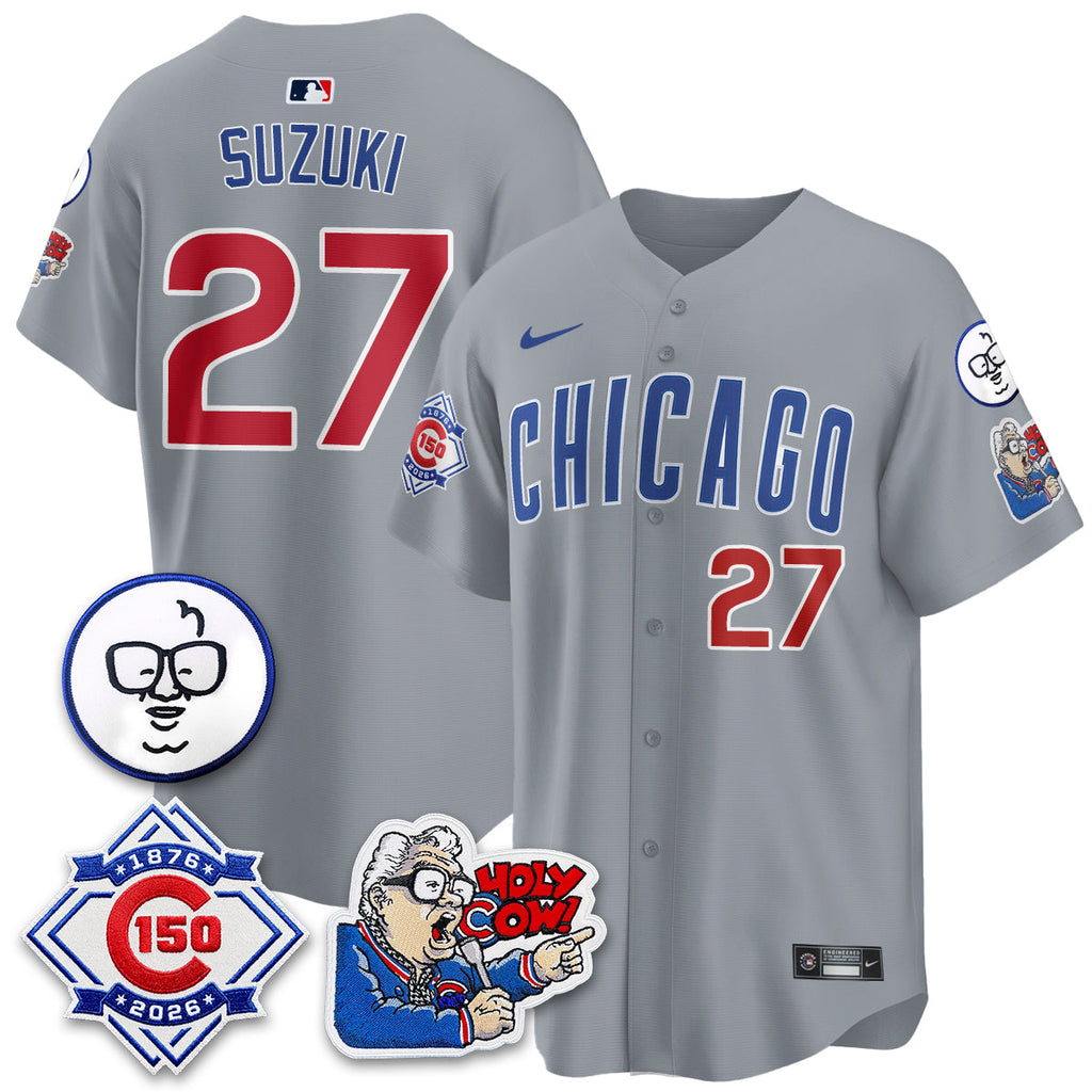 CHC 150th Anniversary Harry Caray Holy Cow Limited Navy Jersey - Stitched V2