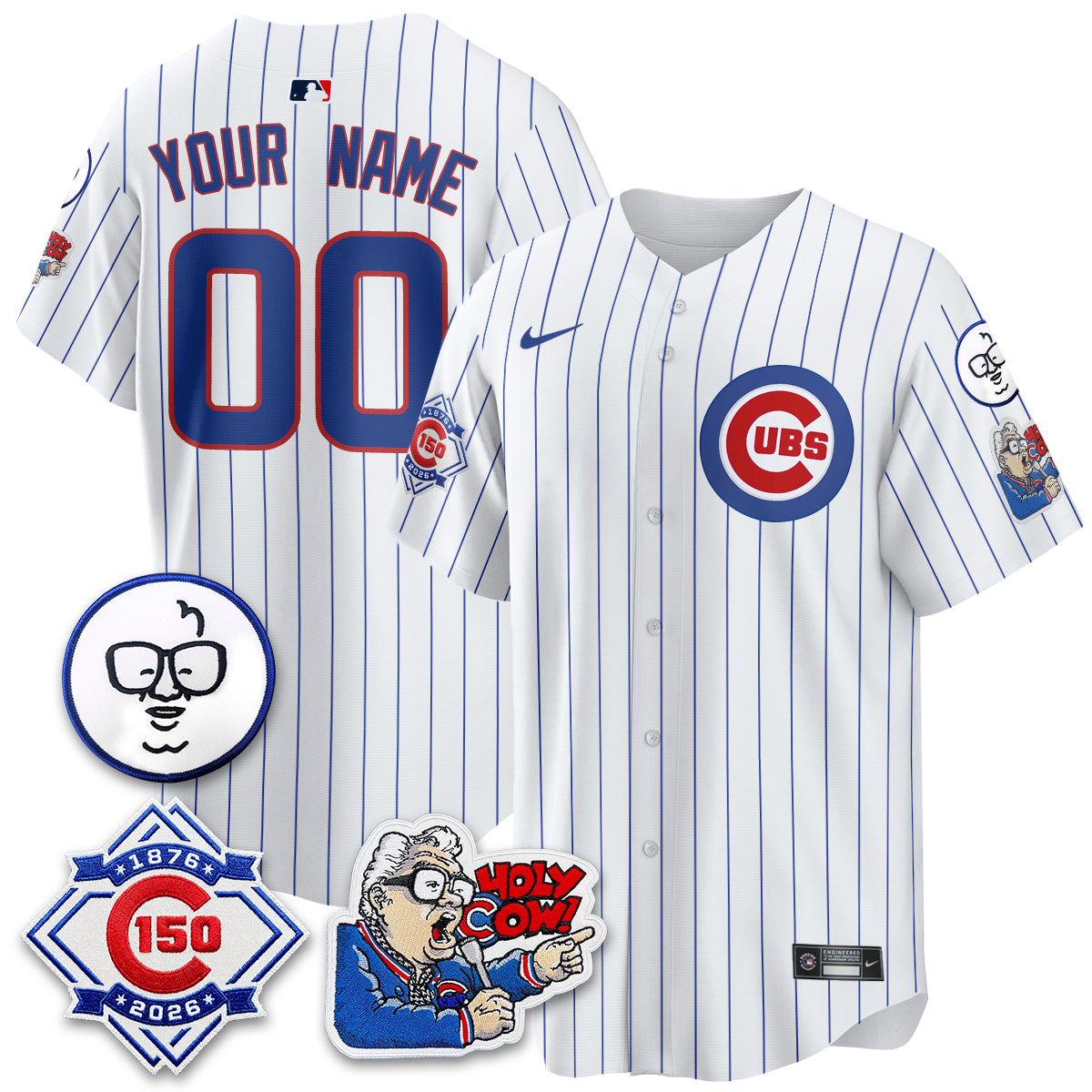 CHC 150th Anniversary Harry Caray Holy Cow Vapor Premier Limited Custom Jersey - Stitched V2