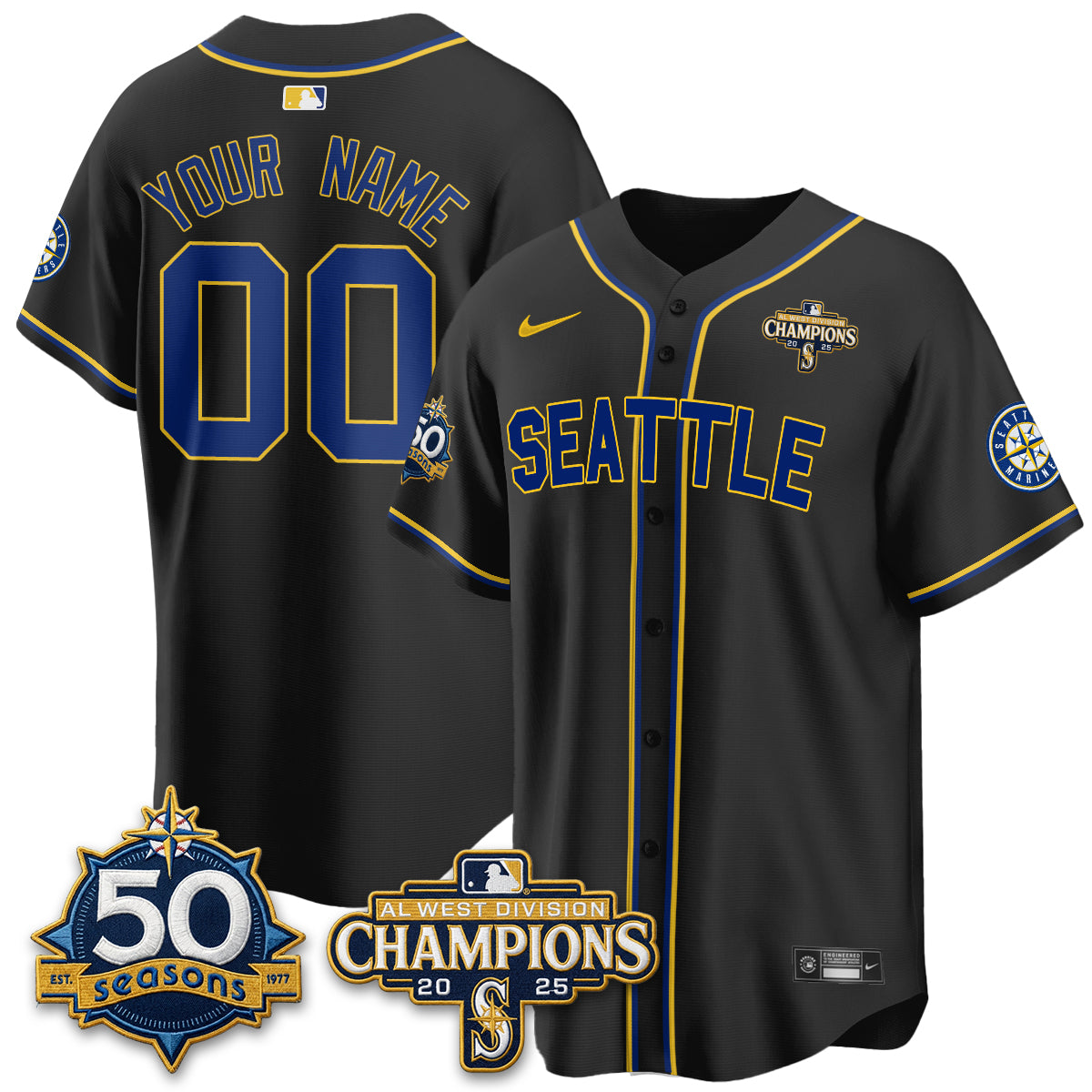SEA 50th Anniversary Black Out Style Vapor Premier Limited Custom Jersey - Stitched