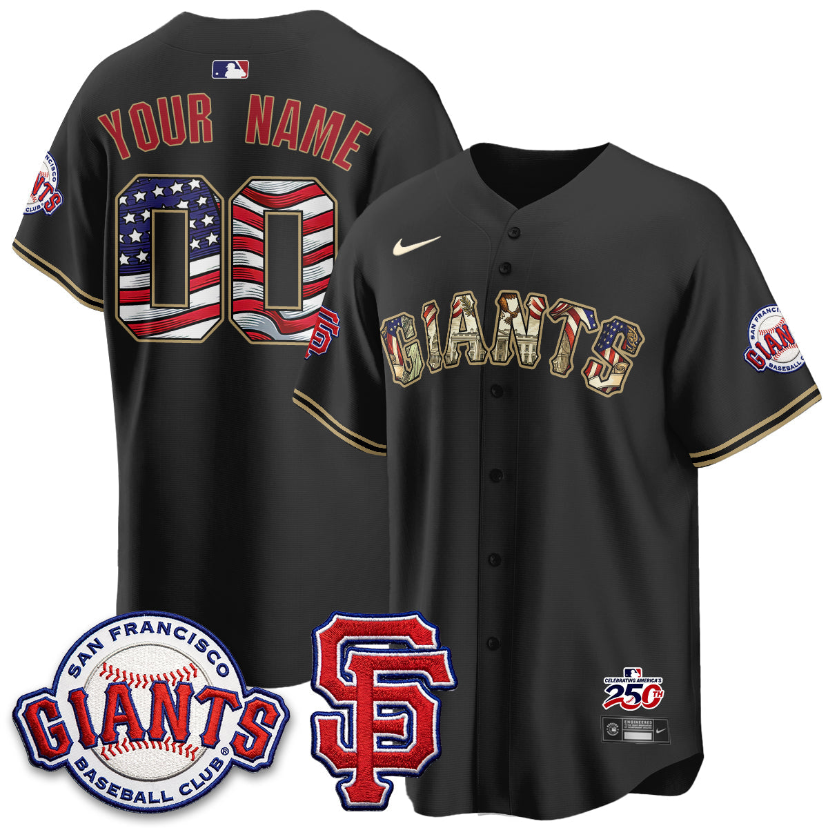 San Francisco Giants2026 Independence Day USA Custom Jersey - Stitched