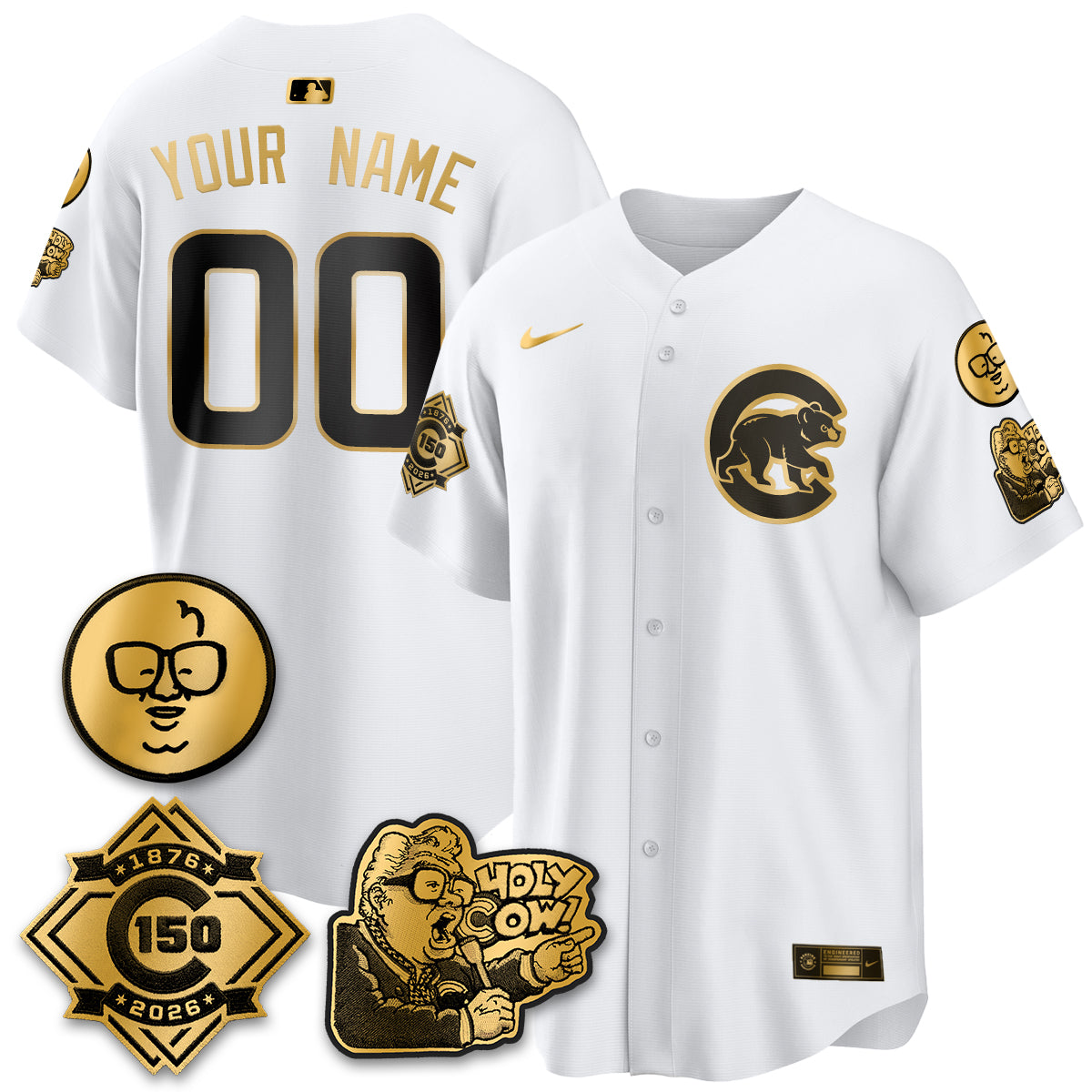 CHC 150th Anniversary Harry Caray Holy Cow Vapor Premier Limited Custom Jersey - Stitched V3