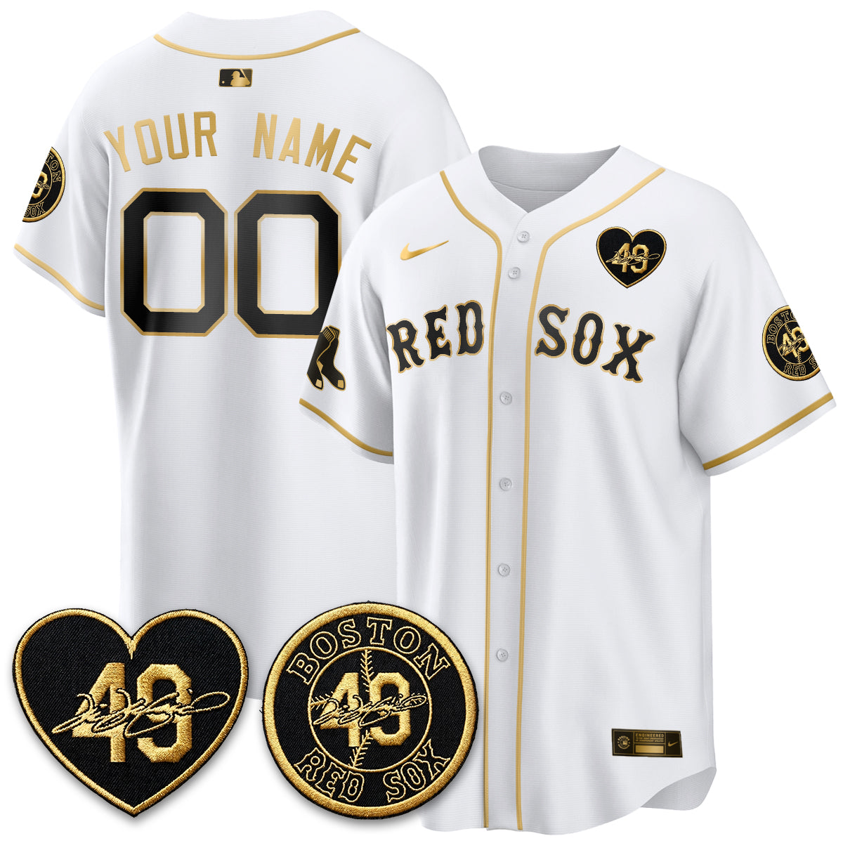 BOS Tim Wakefield Memorial Patch Vaper Premier Limited Custom Jersey - Stitched