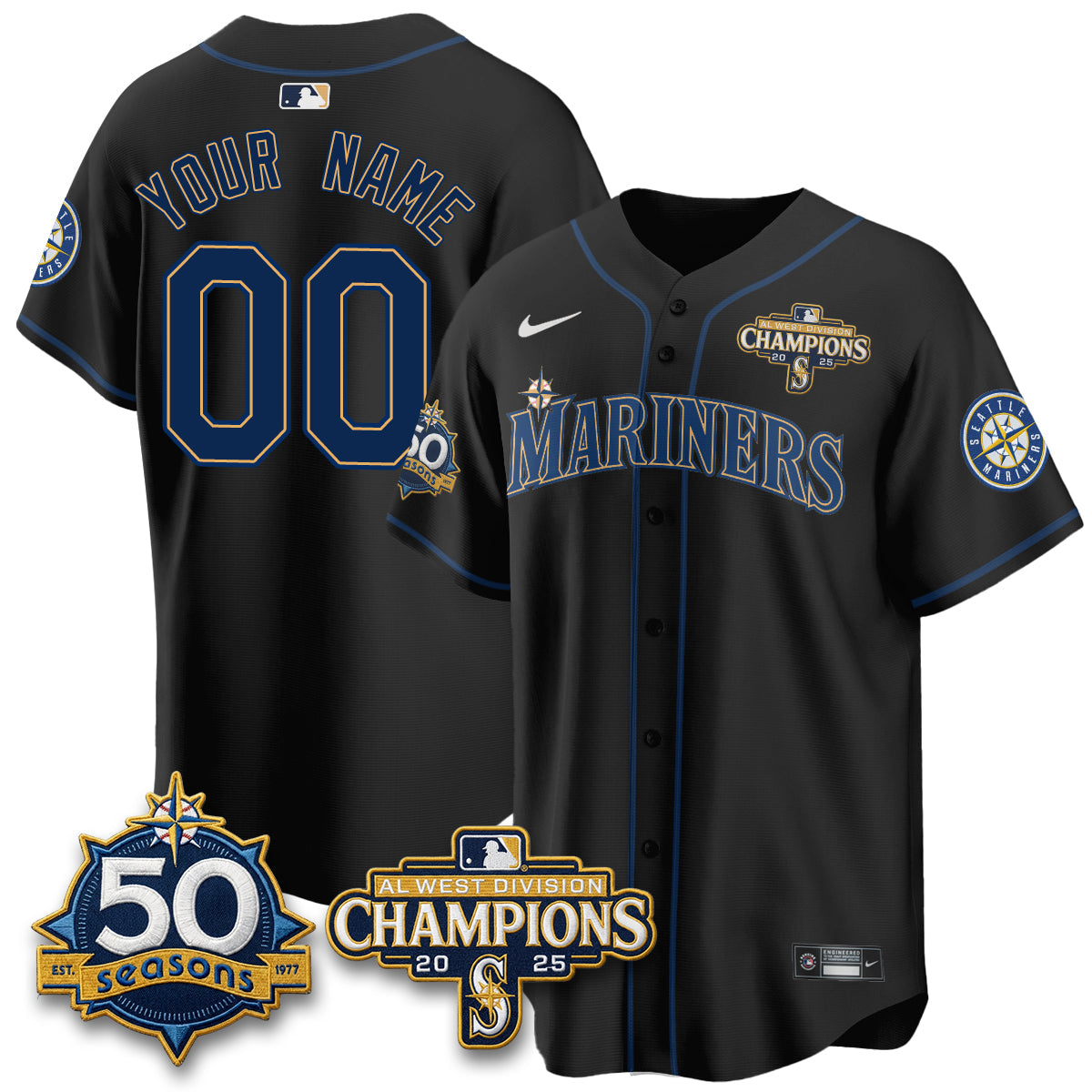 SEA 50th Anniversary Black Out Style Vapor Premier Limited Custom Jersey - Stitched