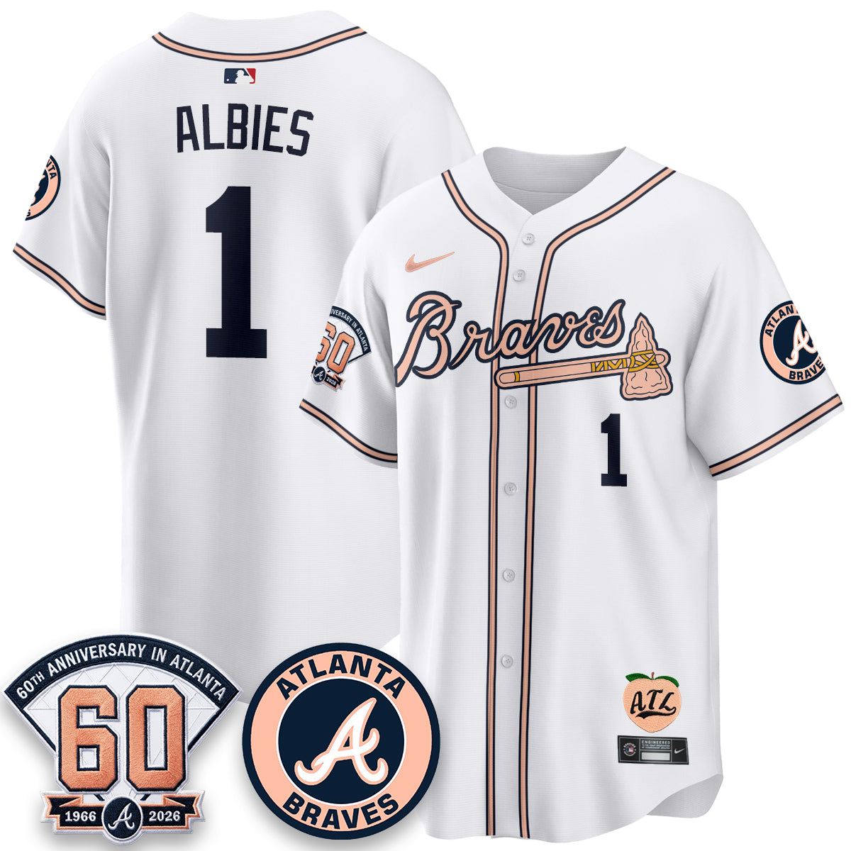 ATL 60th Anniversary Peach Edition Vapor Premier Limited Jersey - Stitched (28)