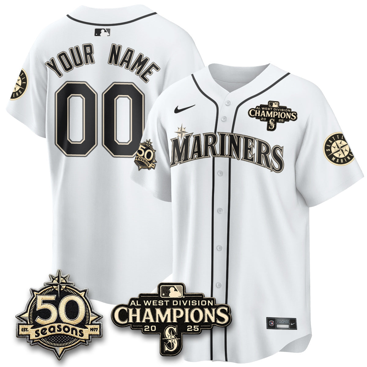 SEA Vapor Premier Custom Limited Jersey - 50th Anniversary & AL West Division Champions - Steelheads Community Funds - Stitched