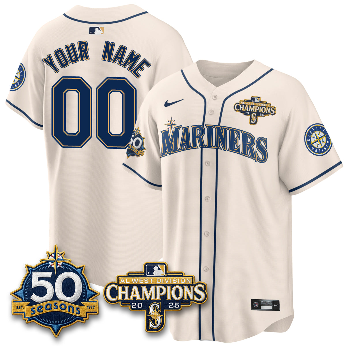 SEA Vapor Premier Custom Limited Jersey - 50th Anniversary & AL West Division Champions - Steelheads Community Funds - Stitched