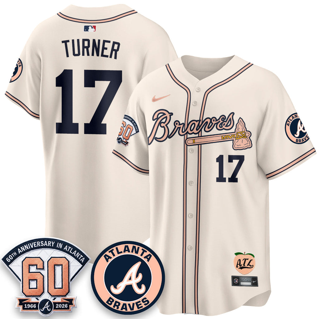 ATL 60th Anniversary Peach Edition Vapor Premier Limited Jersey - Stitched