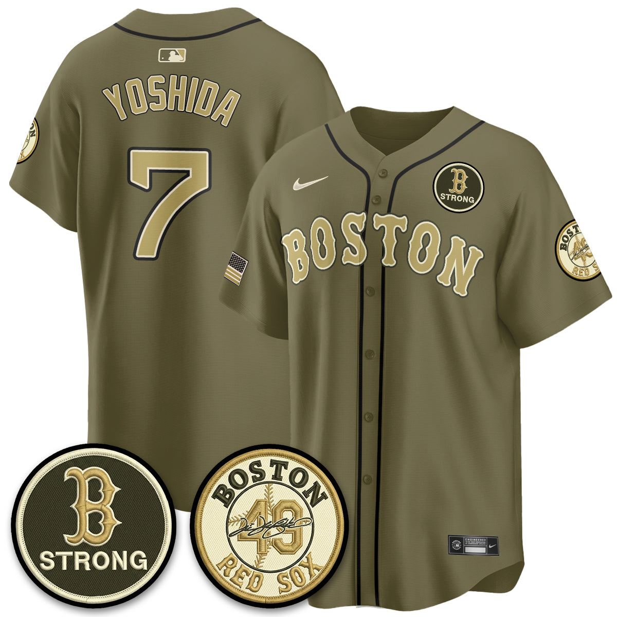 BOS New Era Olive 2026 Armed Forces Day Jersey - Stitched