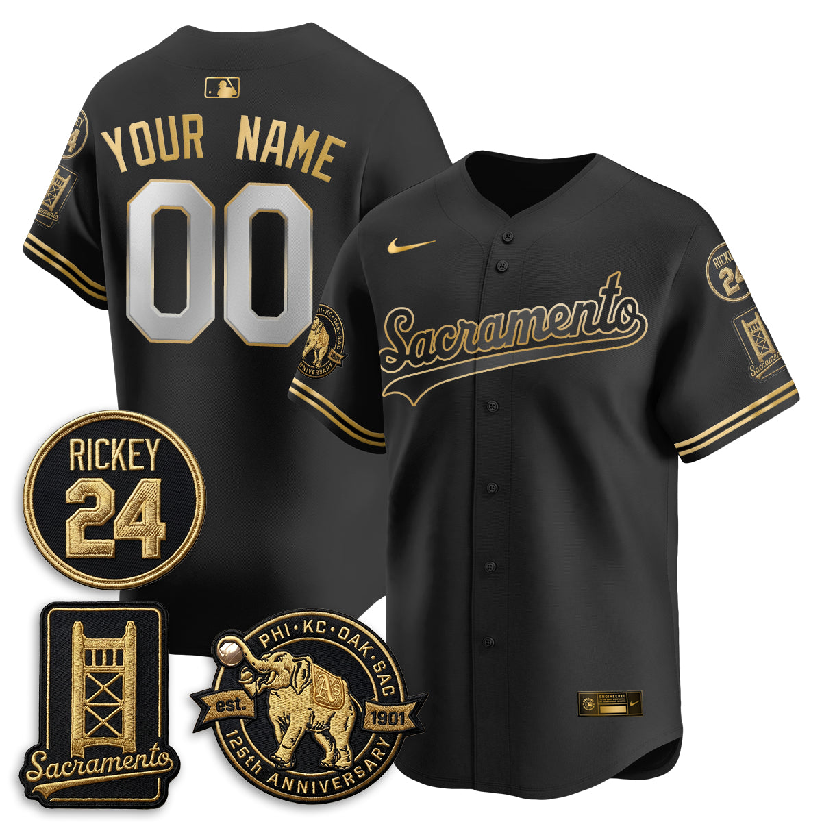 OAK 2026 Alternate Sacramento 125 Years Limited Vapor Gold Edition Custom Jersey - Stitched