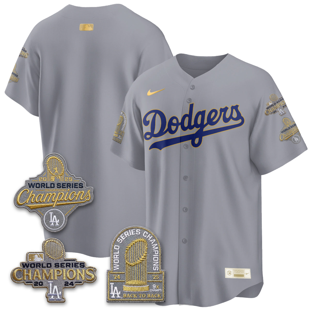 LAD Gold Collection Stadium Vapor Limited Jersey - Back to Back 9x Champs - Stitched