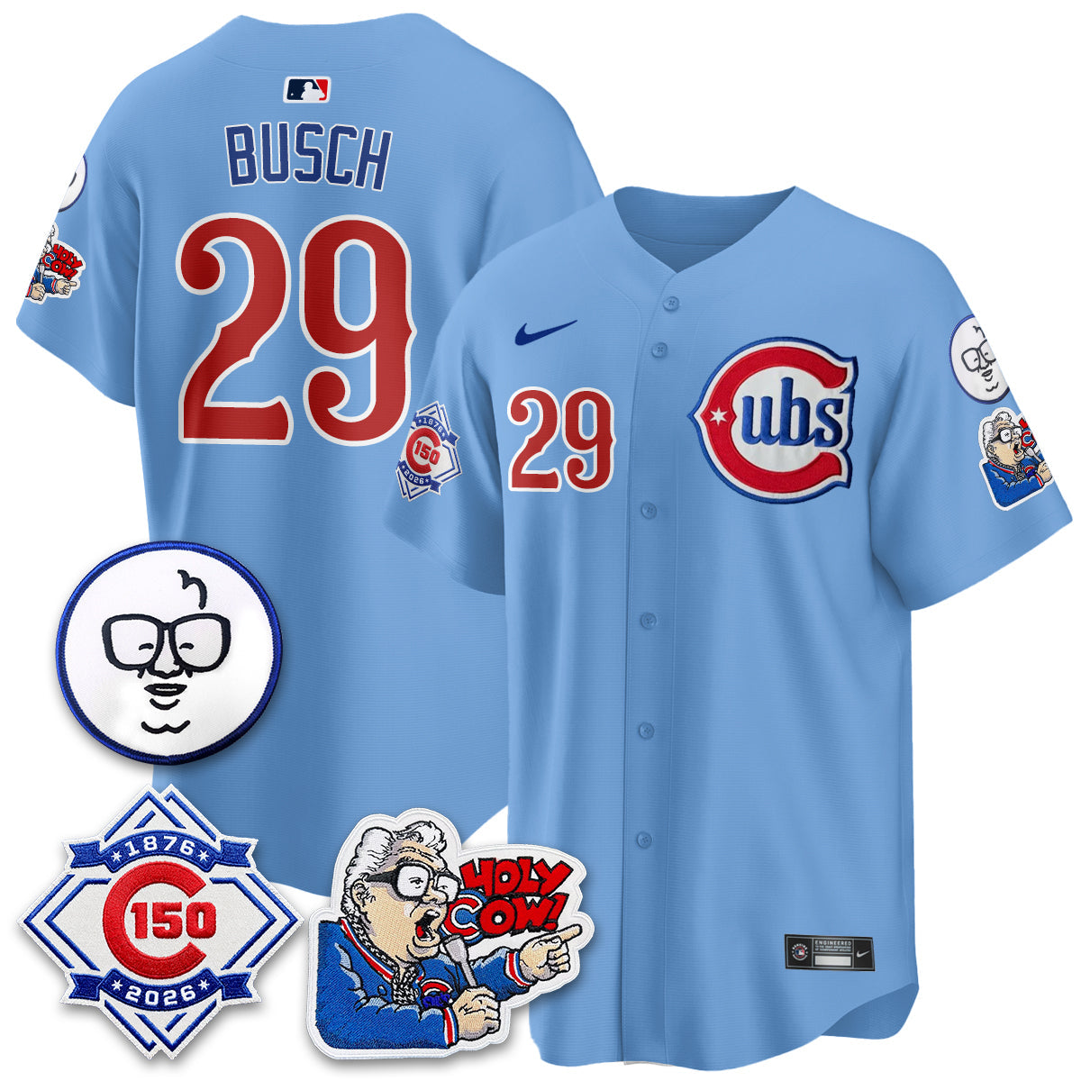 CHC 150th Anniversary Harry Caray Holy Cow Limited Navy Jersey - Stitched V2