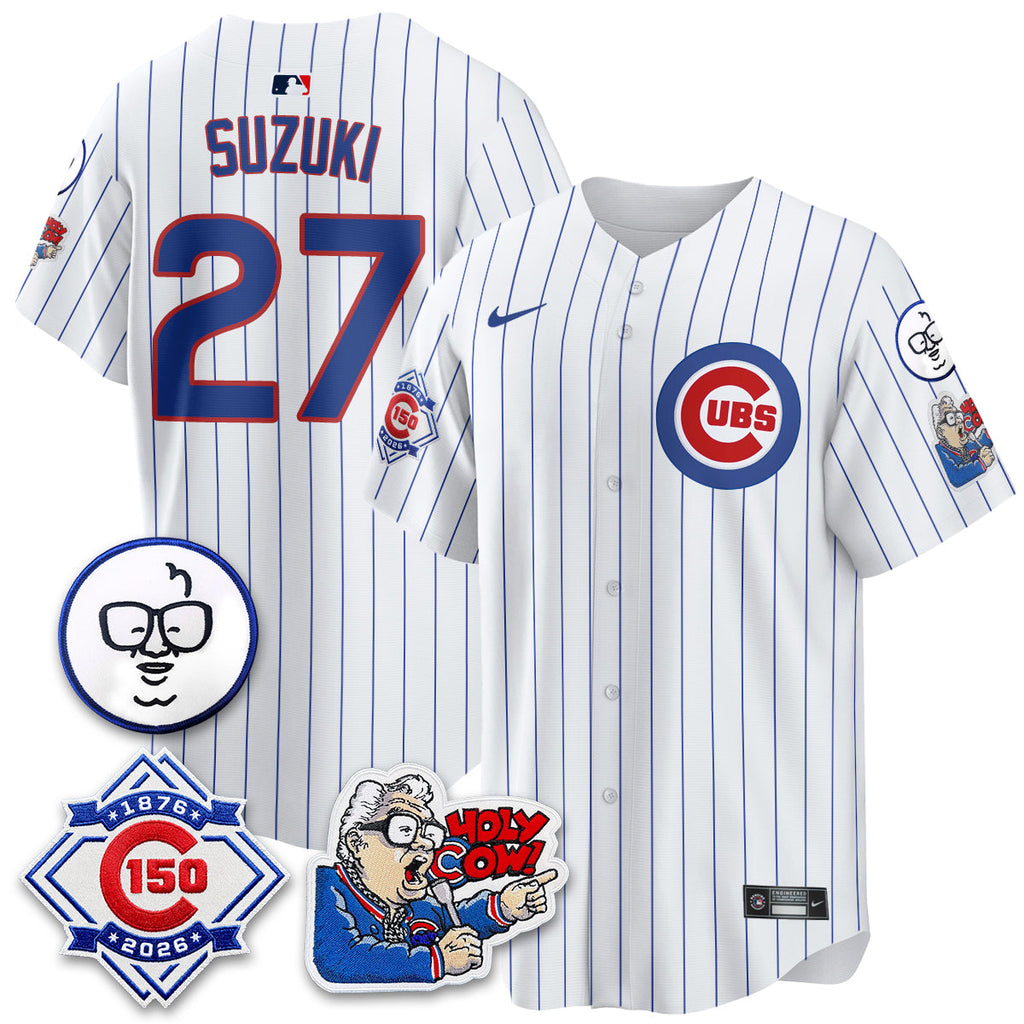 CHC 150th Anniversary Harry Caray Holy Cow Limited Blue Jersey - Stitched V2
