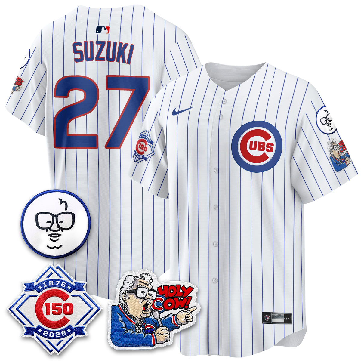 CHC 150th Anniversary Harry Caray Holy Cow Limited Blue Jersey - Stitched V2