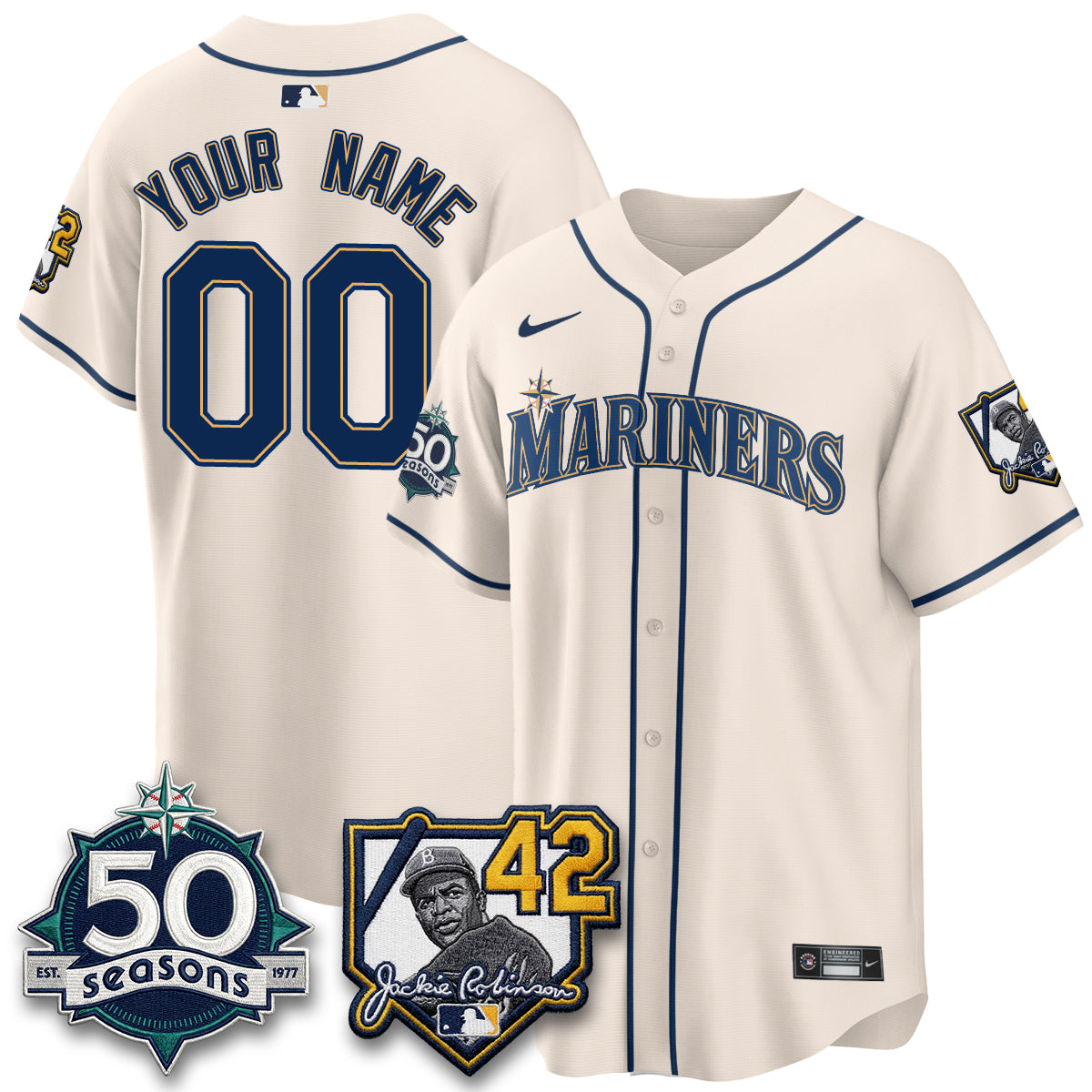 SEA 2026 Jackie Robinson New Era Vapor Custom Limited Jersey - Stitched