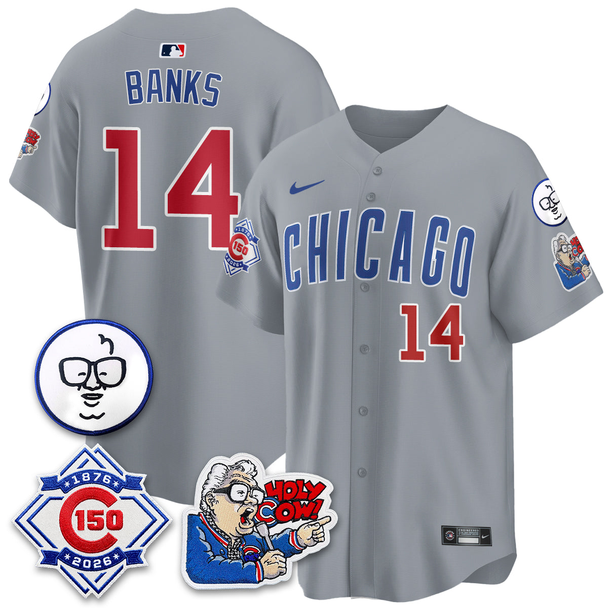 CHC 150th Anniversary Harry Caray Holy Cow Limited Navy Jersey - Stitched V2
