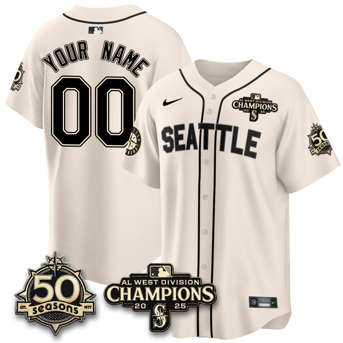 SEA Vapor Premier Custom Limited Jersey - 50th Anniversary & AL West Division Champions - Steelheads Community Funds - Stitched