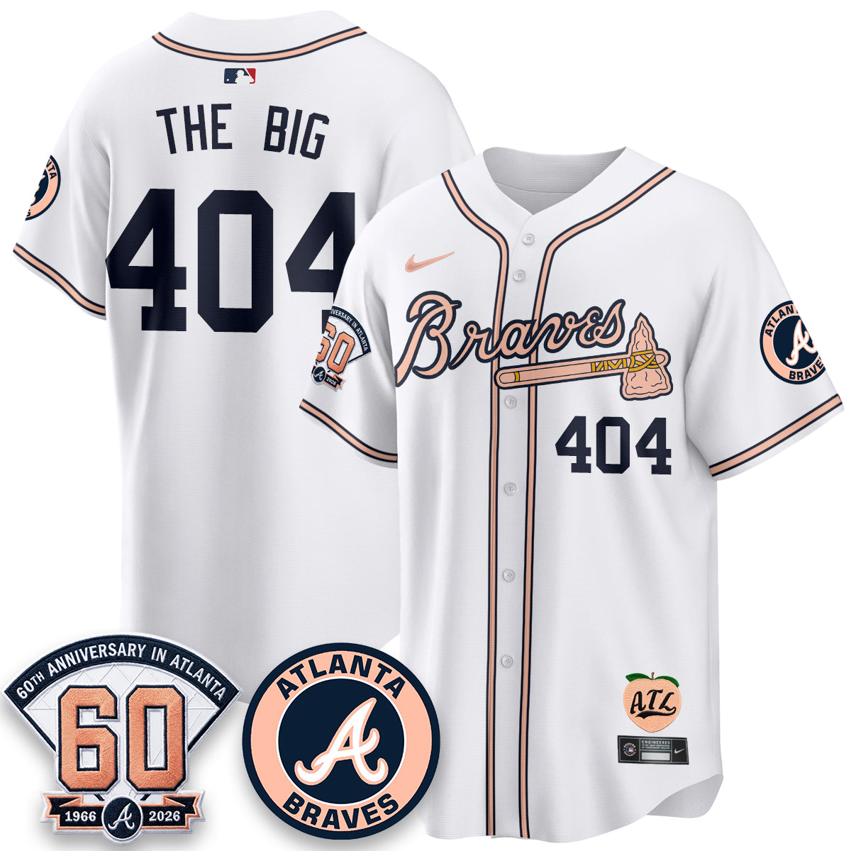 ATL 60th Anniversary Peach Edition Vapor Premier Limited Jersey - Stitched