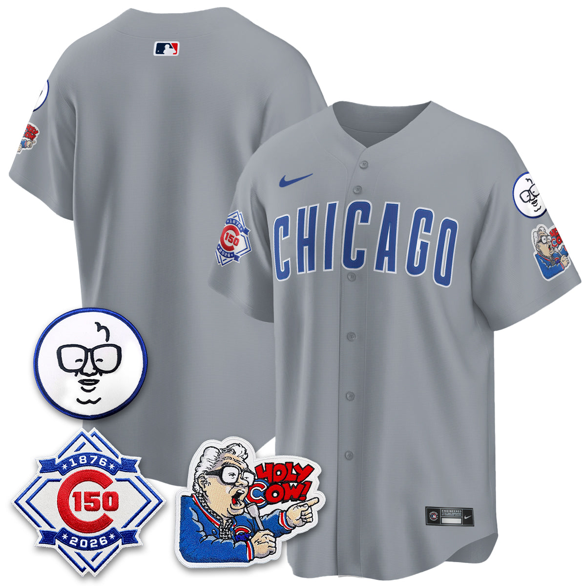 CHC 150th Anniversary Harry Caray Holy Cow Limited Navy Jersey - Stitched V2