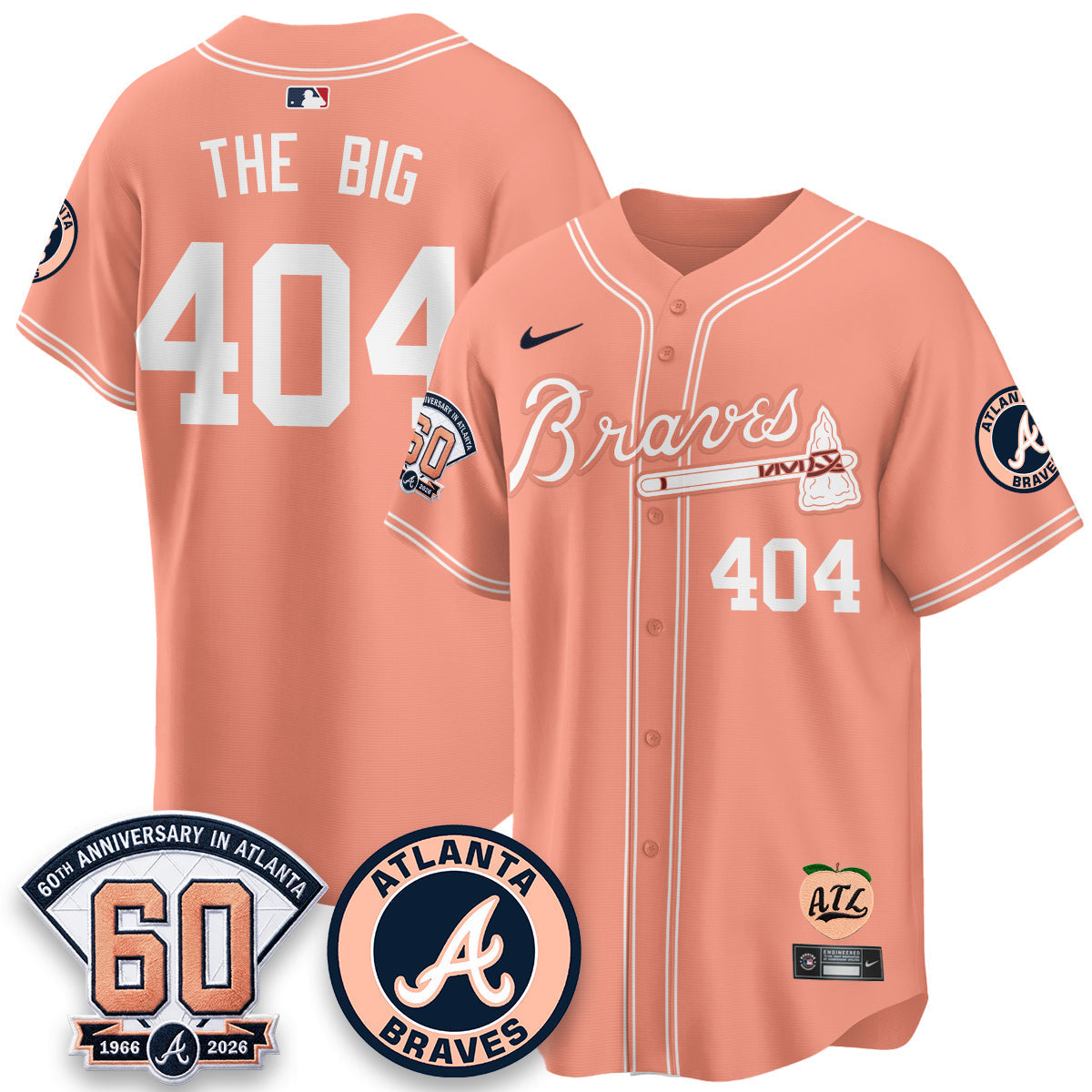 ATL 60th Anniversary Peach Edition Vapor Premier Limited Jersey - Stitched (28)